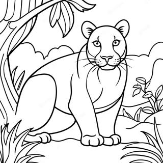 Majestic Puma In The Jungle Coloring Page 113654-49642