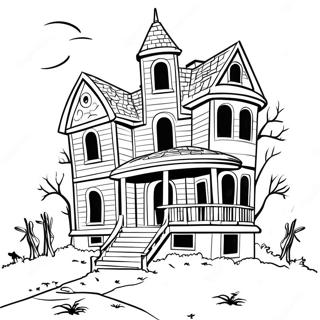 Abandoned Haunted House Coloring Page 114043-49950