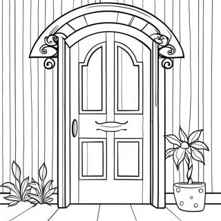 Colorful Wooden Door Coloring Page 114092-49983