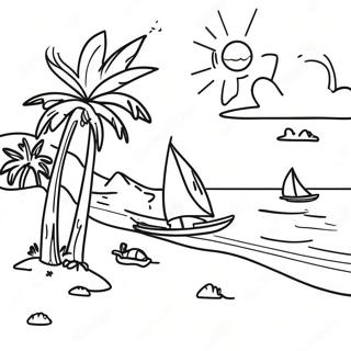 Colorful Jamaican Beach Scene Coloring Page 114271-50121