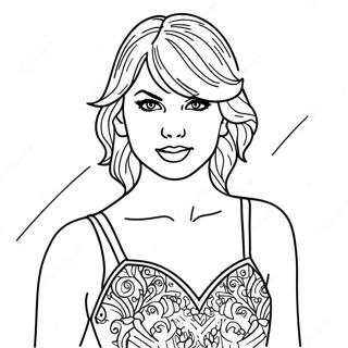 Taylor Swift In A Stunning Red Dress Coloring Page 114297-50141