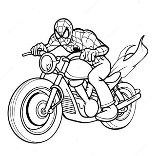 Spiderman Riding A Fast Motorcycle Coloring Page 114374 50203