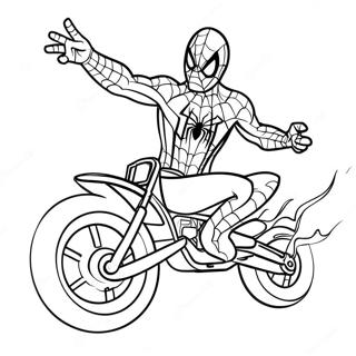 Spiderman Performing Stunts On Motorcycle Coloring Page 114377 50213