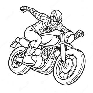 Spiderman Performing Stunts On Motorcycle Coloring Page 114377 50215