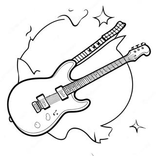 Electric Guitar Rock Band Coloring Page 114813-50544