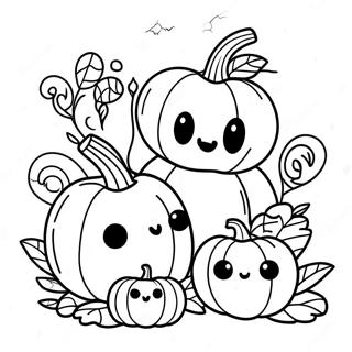 Adorable Pumpkin Family Coloring Page 115278-50901