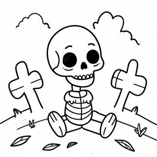 Cute Dry Bones In A Graveyard Coloring Page 115511-51086