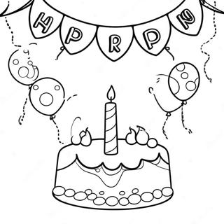 Happy Birthday Banner Coloring Page 115588-51148