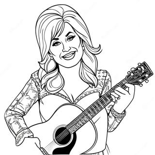 Dolly Parton With Guitar Coloring Page 115614-51167