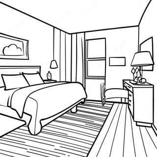 Cozy Hotel Room Coloring Page 115639-51184