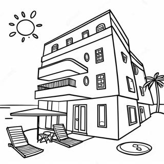 Beachfront Hotel Scene Coloring Page 115641-51191