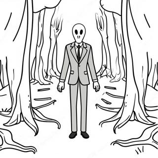 Creepy Slenderman In The Forest Coloring Page 115767-51281