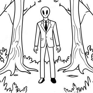 Creepy Slenderman In The Forest Coloring Page 115767-51282