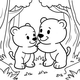 Cute Cubs Playing In The Forest Coloring Page 115793-51302