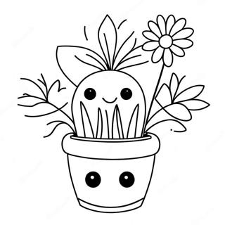 Funny Flower Pot Character Coloring Page 115976-51454