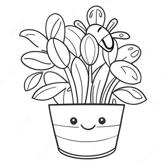 Funny Flower Pot Character Coloring Page 115976-51456