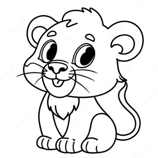 Cute Baby Lion Playing Coloring Page 116051-51503