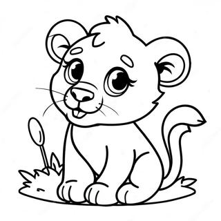 Cute Baby Lion Playing Coloring Page 116051-51504