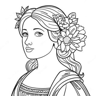 Isabella With Flowers Coloring Page 116076-51521