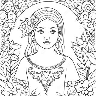 Isabella With Flowers Coloring Page 116076-51522