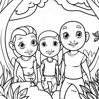 Na Vi Family In The Forest Coloring Page 116154-51582