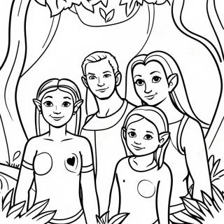 Na Vi Family In The Forest Coloring Page 116154-51583