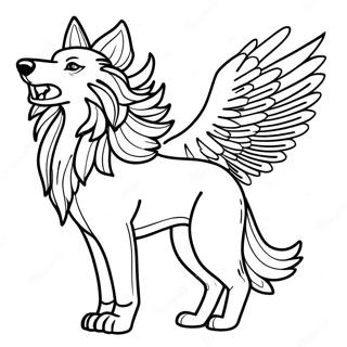 Majestic Wolf With Wings Coloring Page 116284-51681