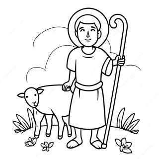 Good Shepherd Holding A Staff Coloring Page 116442-51974