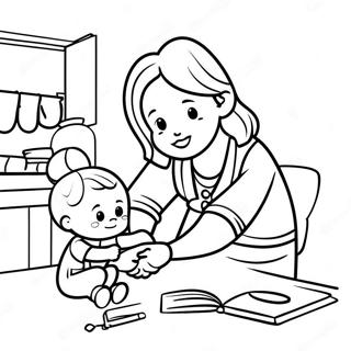 Caring Mom Helping Child Coloring Page 116517-51865
