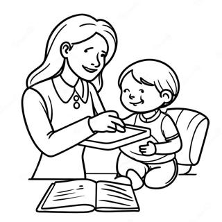 Caring Mom Helping Child Coloring Page 116517-51867