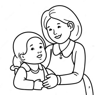 Caring Mom Helping Child Coloring Page 116517-52030