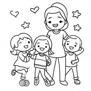 Happy Mom And Kids Coloring Page 116518-51872