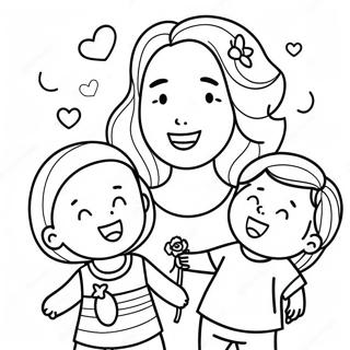 Happy Mom And Kids Coloring Page 116518-52033