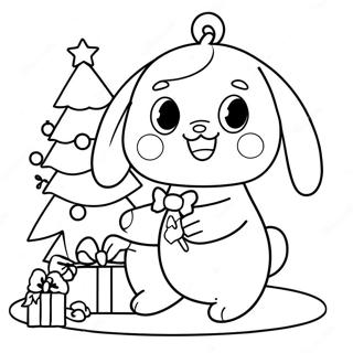 Cinnamoroll Decorating Christmas Tree Coloring Page 116825-52271