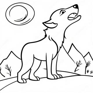 Realistic Wolf In Moonlight Coloring Pages