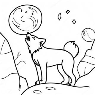 Realistic Wolf Howling At Moon Coloring Page 116952-52362