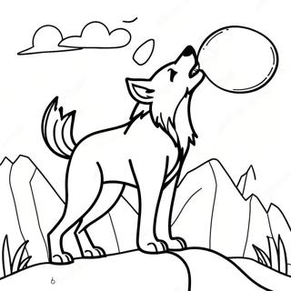 Realistic Wolf Howling At Moon Coloring Page 116952-52364