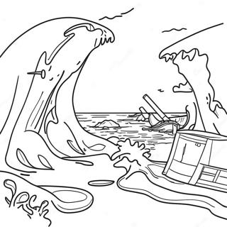 Tsunami Devastation Scene Coloring Page 117007-52415