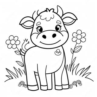 Cute Cow With Flowers Coloring Page 11711-823