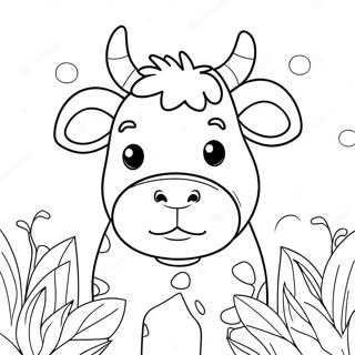 Cute Cow With Flowers Coloring Page 11711-824