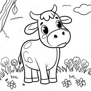 Playful Cow In A Meadow Coloring Page 11712-2522