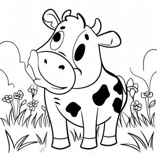 Cartoon Cow Eating Grass Coloring Page 11714 1749