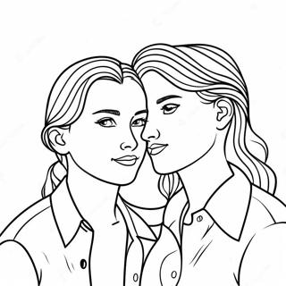 Colorful Lesbian Couple Holding Hands Coloring Page 117519-52800
