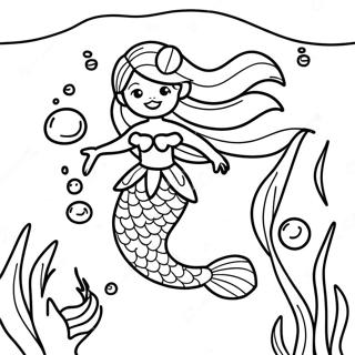 Enchanted Mermaid Underwater Scene Coloring Page 117802-53009