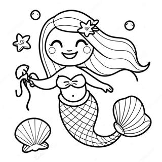 Sparkling Mermaid With Seashells Coloring Page 117804-53019