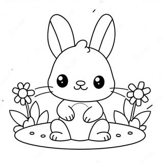 Cute Kawaii Bunny With Flowers Coloring Page 117855-53055