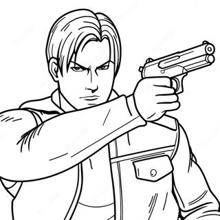 Leon S Kennedy In Action Coloring Page 118064-53218