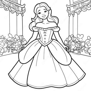 Enchanting Belle In A Beautiful Dress Coloring Page 11808-2742