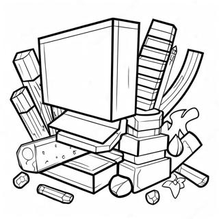 Minecraft Tools Coloring Pages