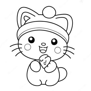 Cute Hello Kitty With Santa Hat Coloring Page 118217-53334